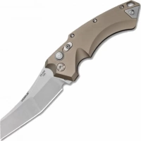 Автоматический складной нож Hogue Wharncliffe EX-A05, клинок Stonewash, сталь 154CM, рукоять пустынный алюминий купить в Люберцах