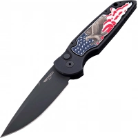 Автоматический складной нож Pro-Tech TR-3 B. Shaw Designed «3D coin struck» Eagle Inlay, клинок черный, сталь 154CM, рукоять алюминий купить в Люберцах