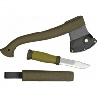 Набор Morakniv Outdoor Kit MG, нож Morakniv 2000 сталь Sandvik 12C27, цвет зеленый + топор купить в Люберцах