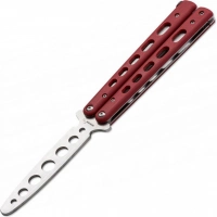 Тренировочный нож-бабочка (балисонг) Balisong Trainer, Boker Plus 01BO712, клинок из нержавеющей стали Zero-ground Plain (без заточки), рукоять стеклотекстолит G10, красный купить в Люберцах