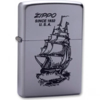 Зажигалка ZIPPO Boat-Zippo Satin Chrome, латунь с ник.-хром. покрыт., сереб., матовая, 36х56х12мм купить в Люберцах