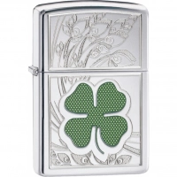 Зажигалка ZIPPO Classic «Клевер» с покрытием High Polish Chrome купить в Люберцах